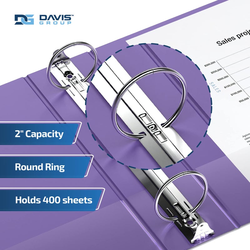 Davis Group Premium Economy 6-Pack 3-Ring Binders for School or Office, Round-Ring Binders, 2 Inch, Purple - Image 2